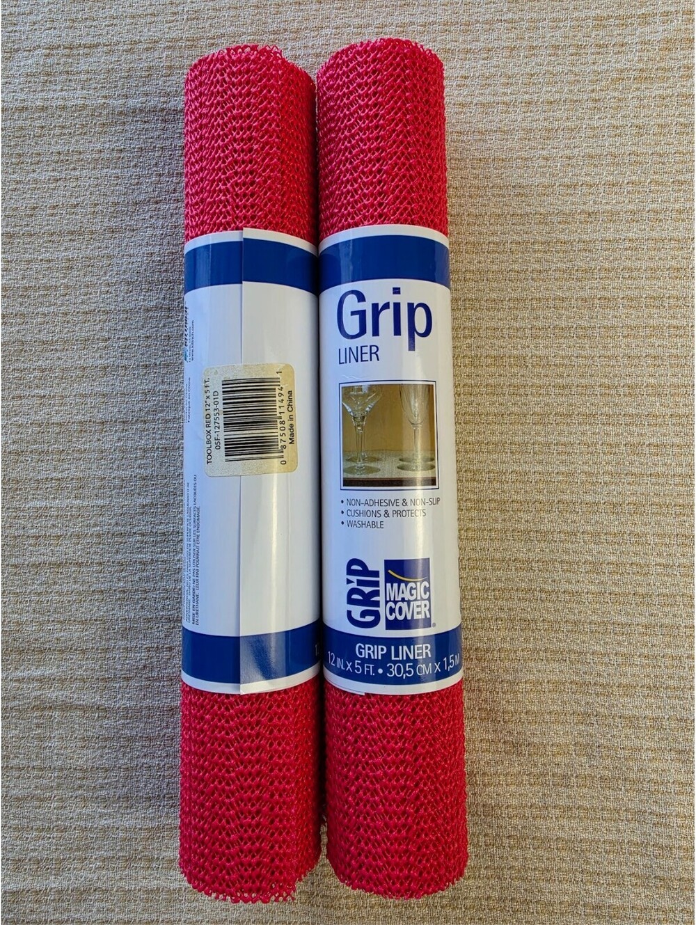 Lot of 2 Magic Grip Shelf Liner NonAdhesive Non Slip Protector 12" x 5' per Roll